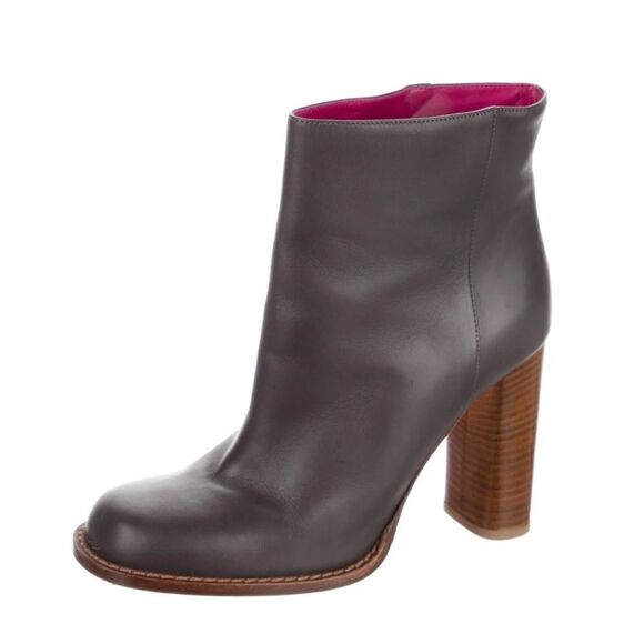 Marni Gray Leather Ankle Pamela Robbins Heeled Bootie 8 1/2 - Picture 1 of 12